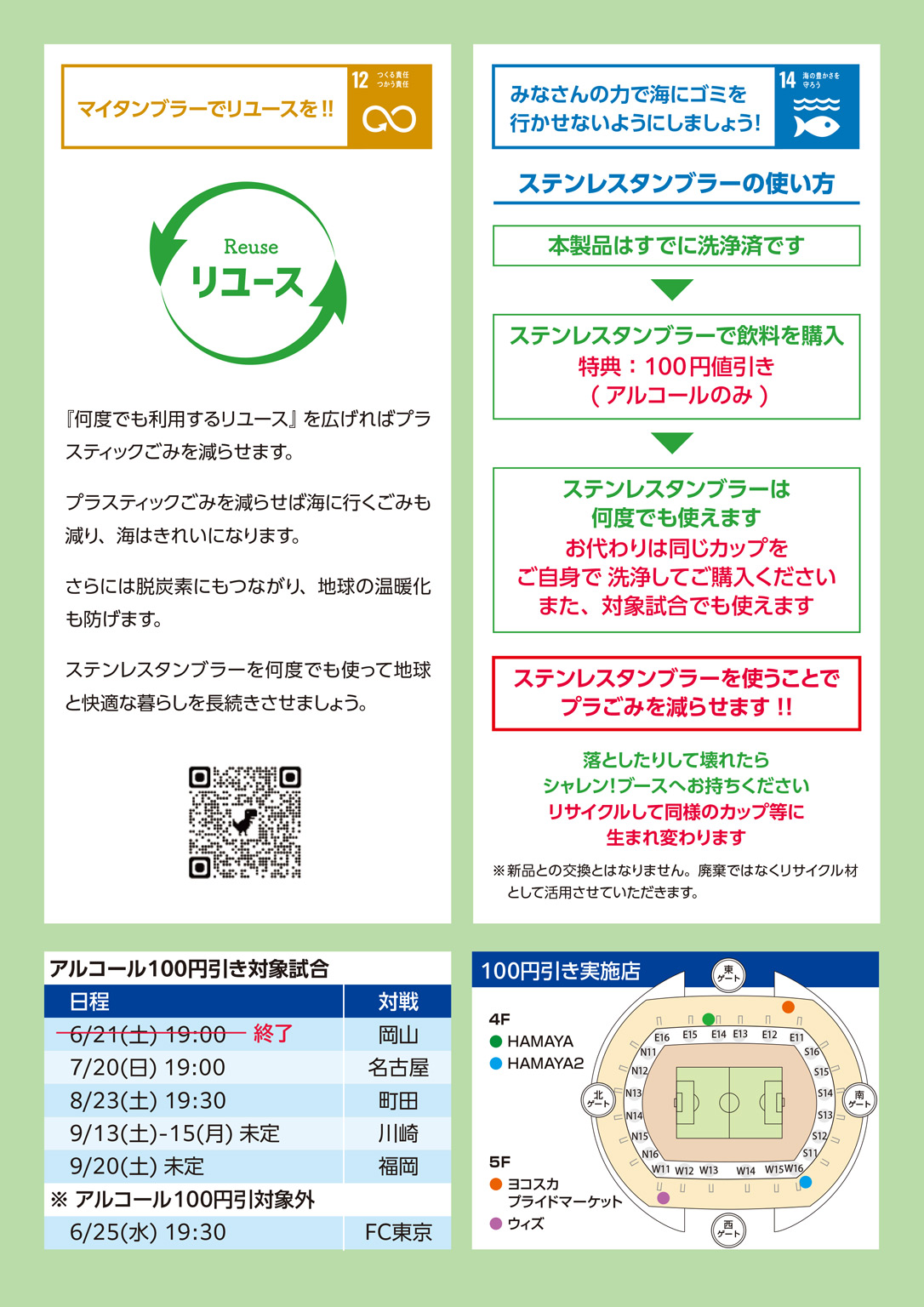 7/20（日）名古屋戦 ステンレスタンブラーによるプラスチックごみ削減実証実験のお知らせ