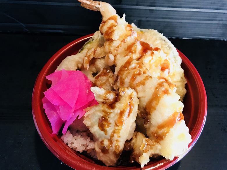 エビ、とり天丼
