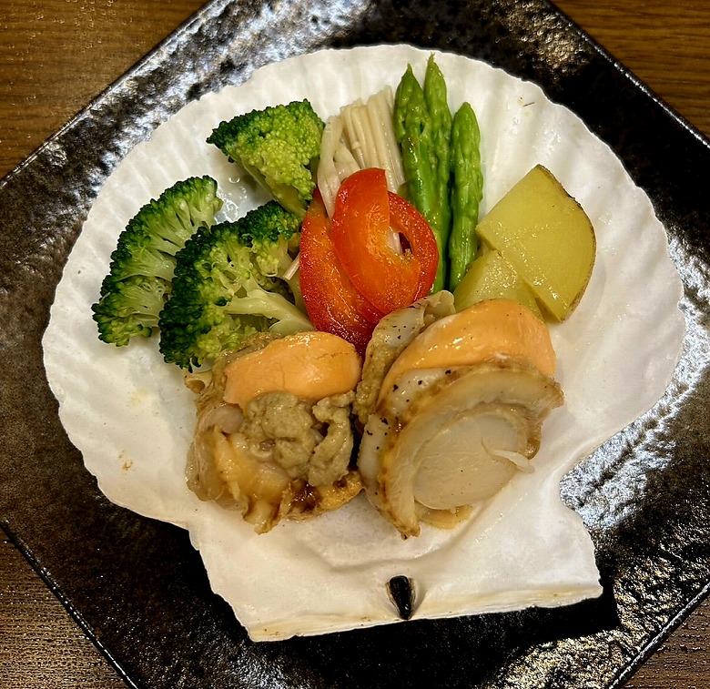 有機野菜と帆立のバター醤油